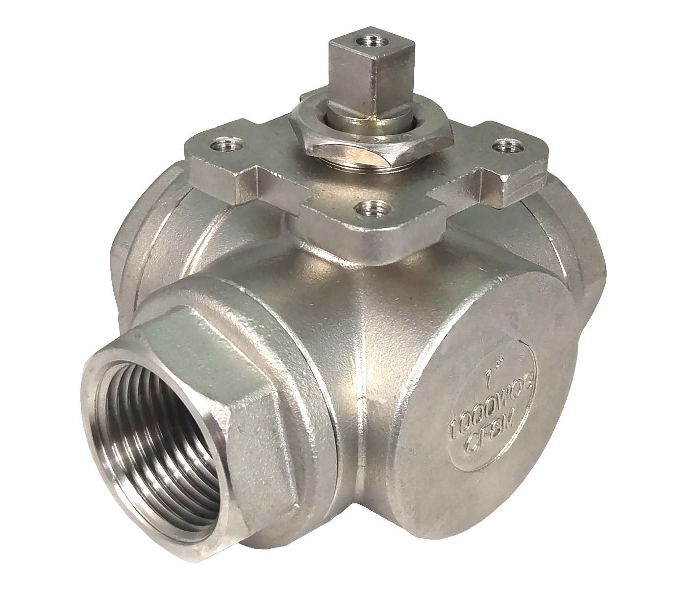 3-way ball valve, with ISO 5211 mounting pad